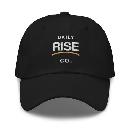 Daily Rise Classic black dad hat main front view
