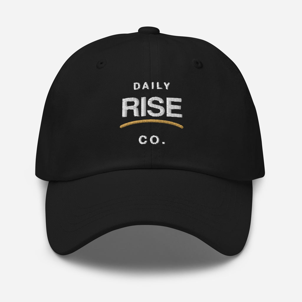 Daily Rise Classic black dad hat alternate front view