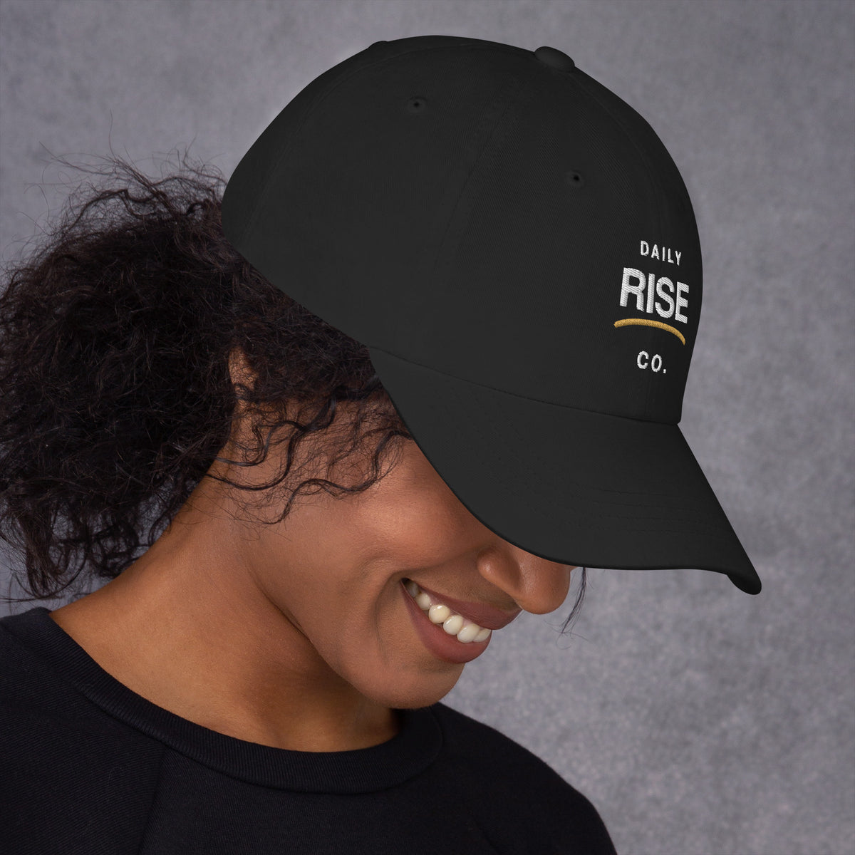 Daily Rise Classic black dad hat right-side view