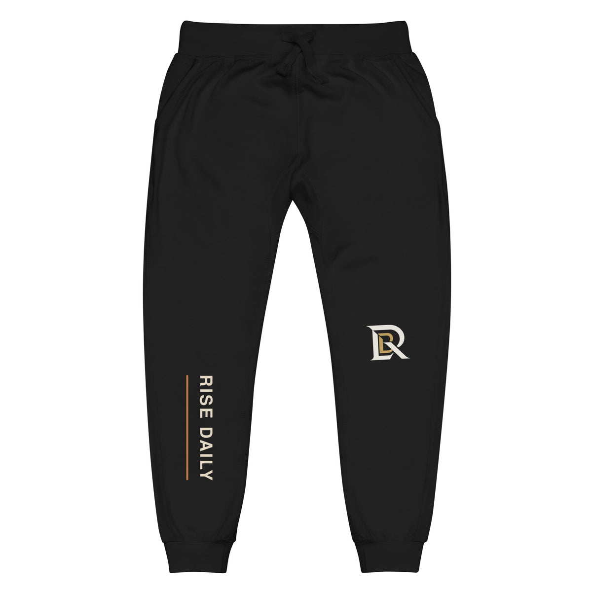 Rise Daily premium black fleece sweatpants main front view