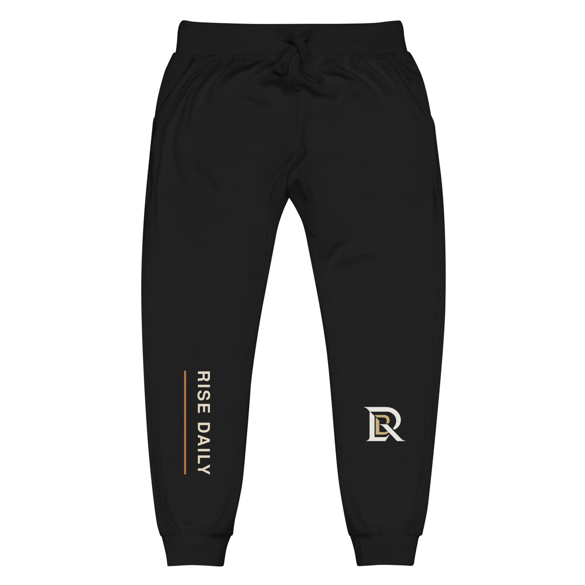 Rise Daily premium black fleece sweatpants front product view