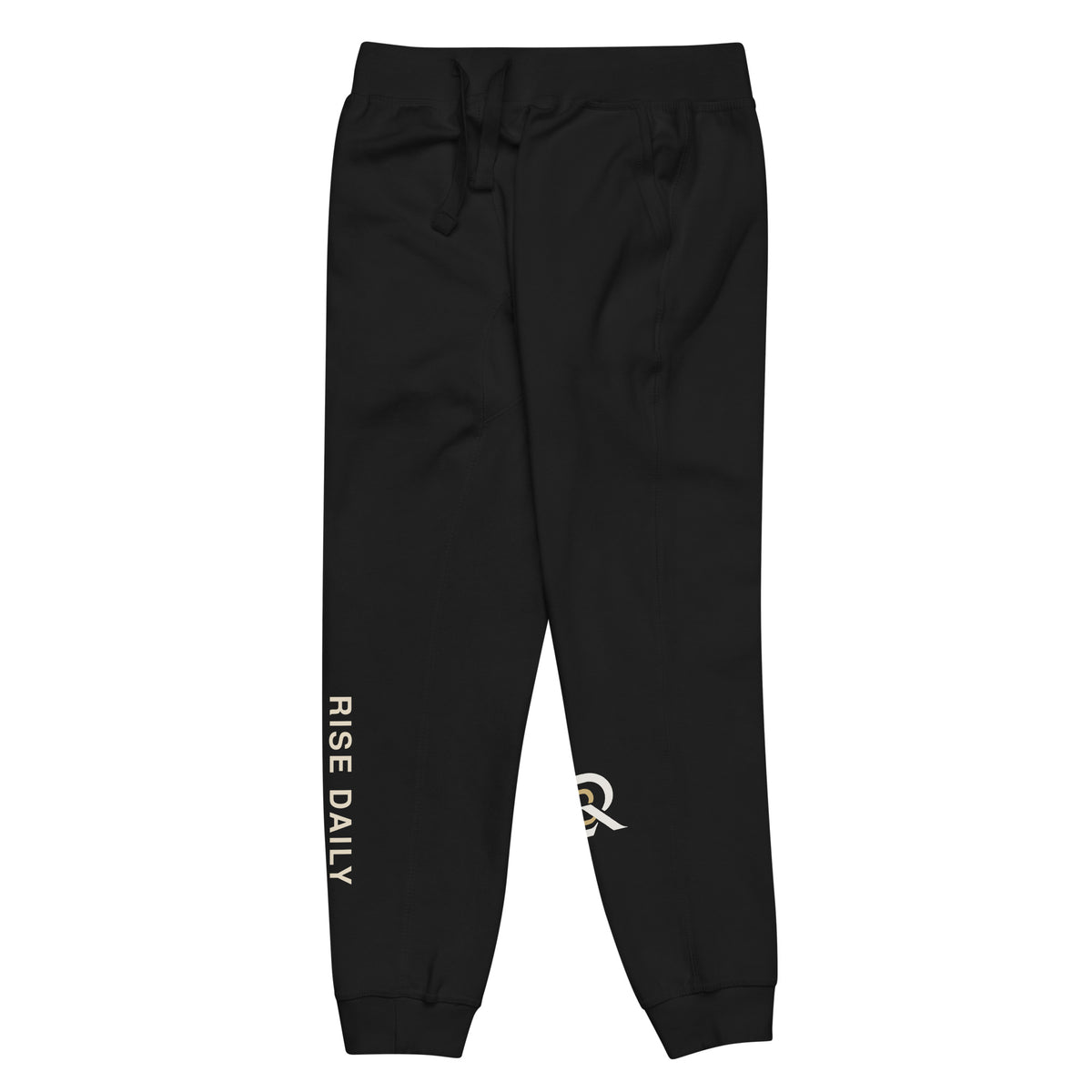 Rise Daily premium black fleece sweatpants front-left view