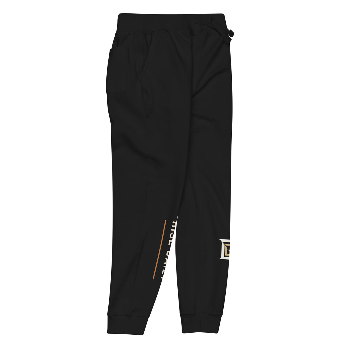 Rise Daily premium black fleece sweatpants front-right view