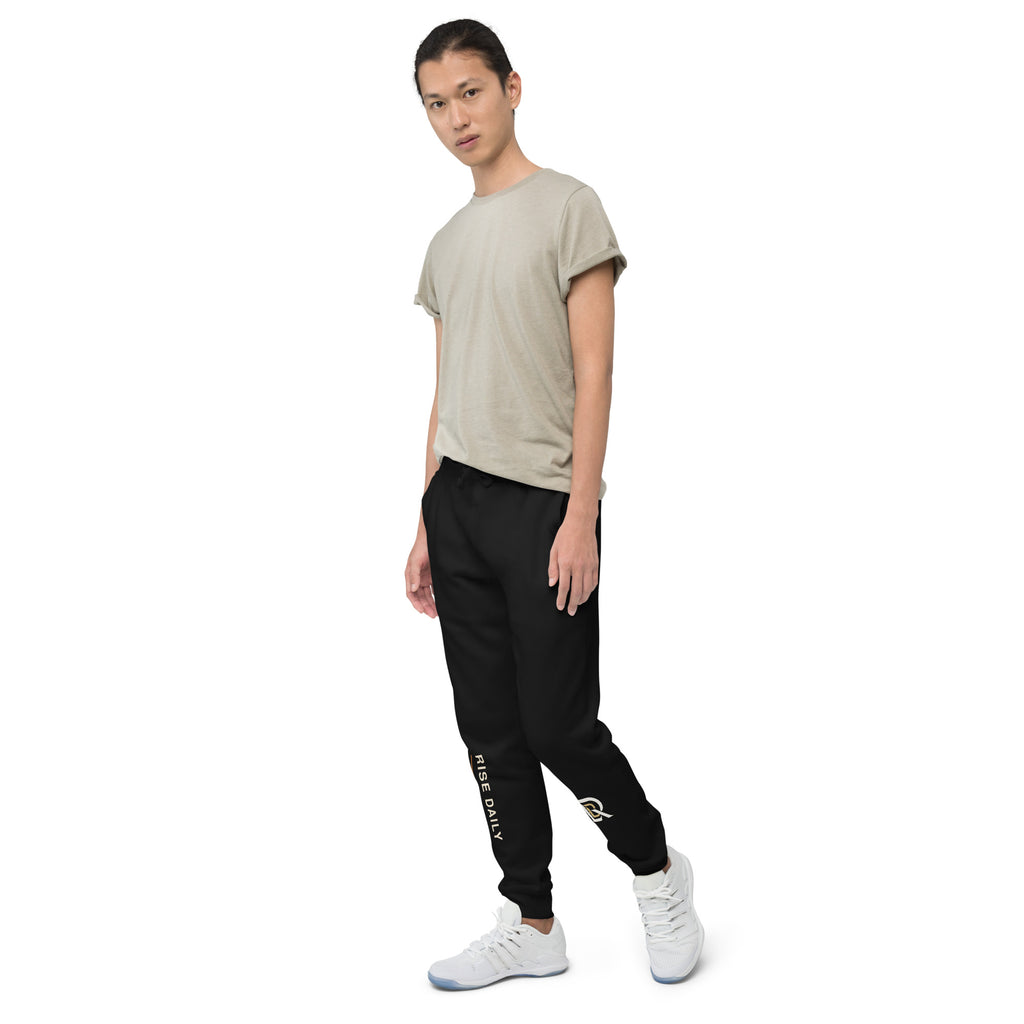 Rise Daily premium black fleece sweatpants alternate left-front view