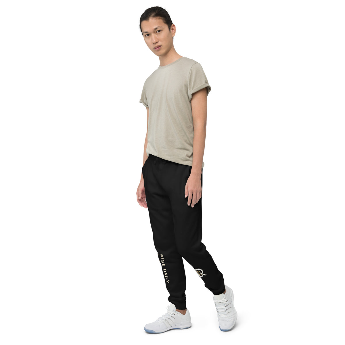 Rise Daily premium black fleece sweatpants alternate left-front view