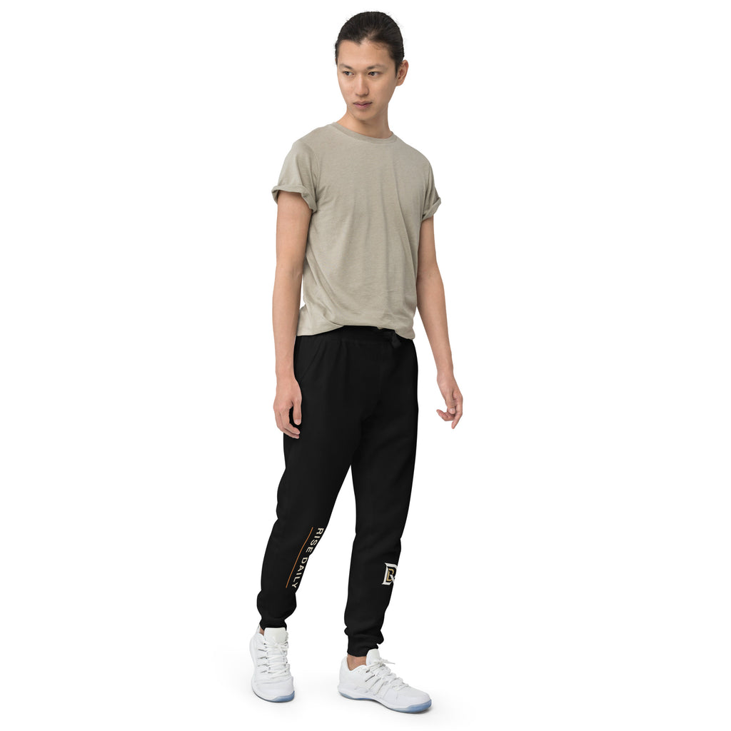 Rise Daily premium black fleece sweatpants alternate right-front view