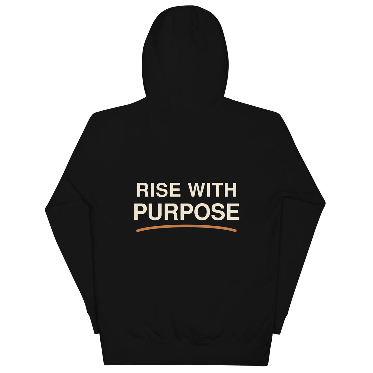 Rise With Purpose premium black hoodie back product view