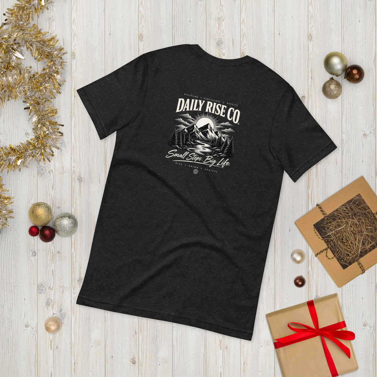 Soul Rise Tee Black Heather statement back artwork
