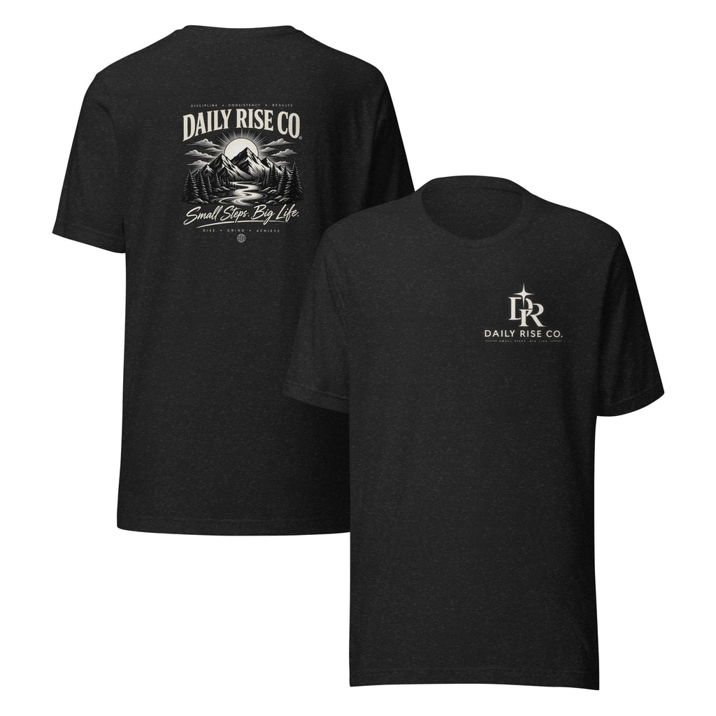 Soul Rise Tee Black Heather front-and-back product view