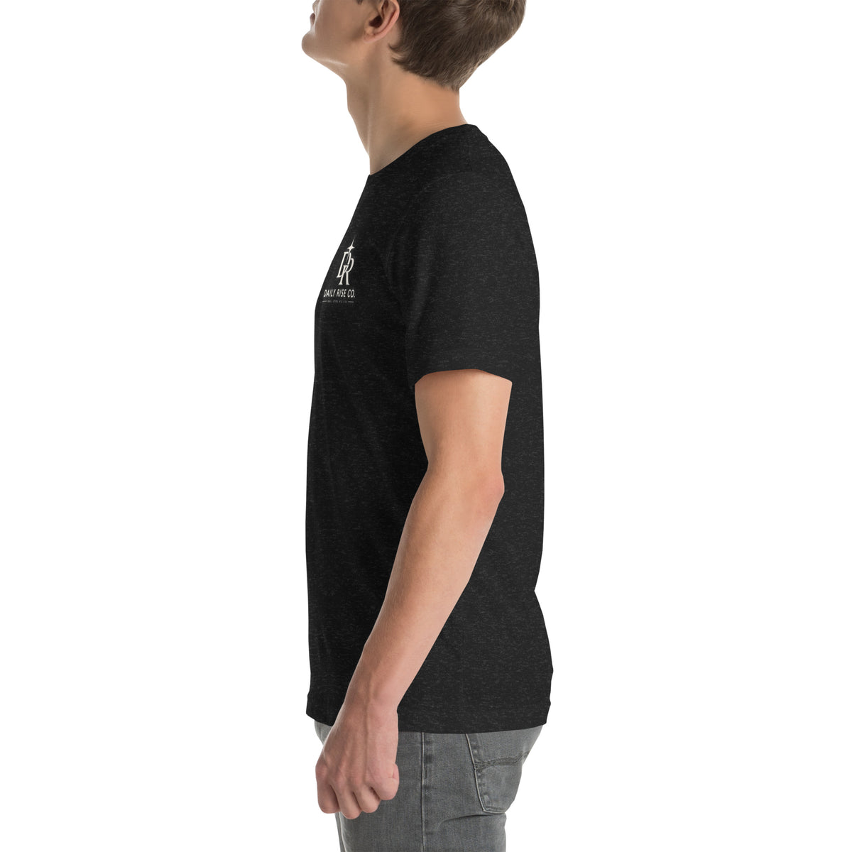 Soul Rise Tee Black Heather left-side mockup