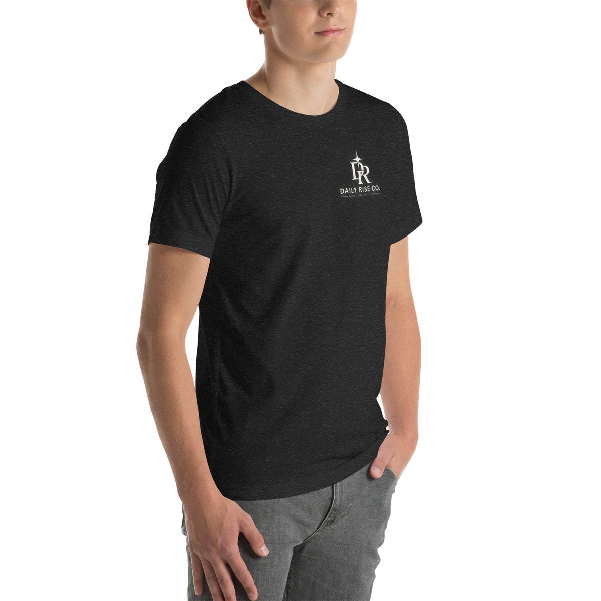 Soul Rise Tee Black Heather right-front mockup